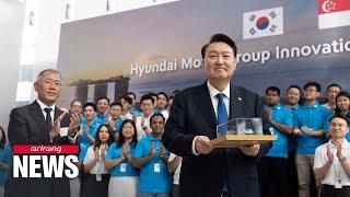 President Yoon visits Hyundai innovation center in Singapore, highlighting AI and robotics in...