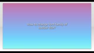 How to change font-family of toolbar title?
