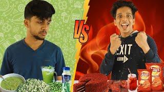 RED vs GREEN Food Eating Challenge for 24 Hours *Crazy*