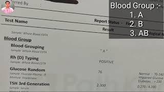 Blood Group Report, Rh (D) Typing, Positive Or Negative Blood Group, AB Or O Blood Group, ABO