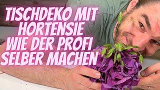 Tischdeko Idee mit einer Hortensie wie der Profi selber machen