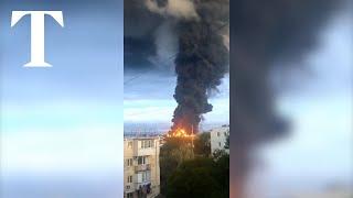 Drone strike triggers massive fire in Russian-occupied Crimea