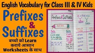 Prefixes & Suffixes | Prefixes & Suffixes for kids | Prefixes & Suffixes Worksheets |English Grammar