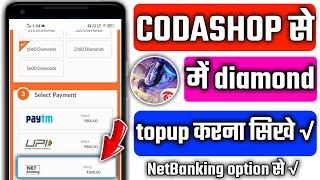 codashop net banking option se free fire Diamond topup karna sikhen !!