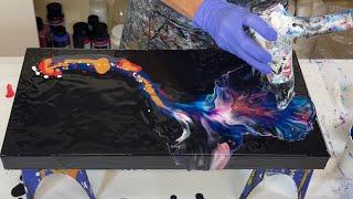 #117 This Turned Out Amazing! Vibrant colors on a black base, WOW! Acrylic Pouring - Dutch Pour