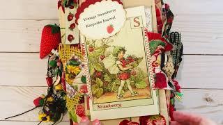 Vintage Style Strawberry Keepsake Junk Journal #farmhouse #strawberry #handmade #farmstyle #garden