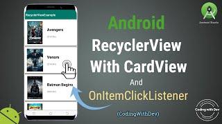 Android RecyclerView With CardView and OnItemClickListener Example | RecyclerView OnClickListener