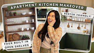 RENTAL KITCHEN MAKEOVER! *TRANSITIONAL STYLE* | DIY OPEN SHELF W/ HANGING RAIL