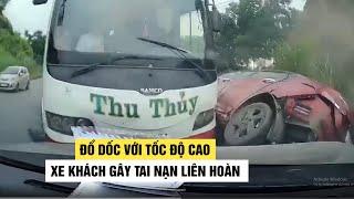 Kinh hoàng cảnh xe khách đổ dốc với tốc độ cao, gây tai nạn liên hoàn