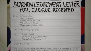 How To Write An Acknowledgement Letter for Cheque Received Step by Step Guide | Writing Practices