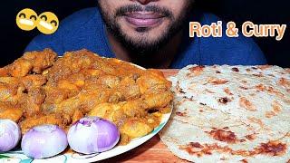ASMR Eating Spicy Chicken Curry with Roti & Onion | Faysal Spicy ASMR
