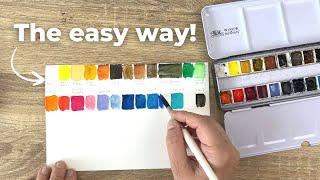 How to Setup your Watercolor Palette and Know your Colors the Easy Way