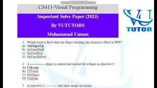 CS411 Very Important MCQ's For Final Term | 2022-2023 @vututors