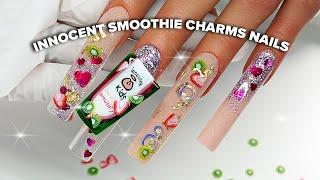 Kiwi  & Strawberry  SMOOTHIE Nails - Acrylic Nail Design - XL Nail Art - Encapsulated Nails