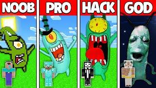 Minecraft Battle: NOOB vs PRO vs HACKER vs GOD! PLANKTON MEME STATUE CHALLENGE in Minecraft