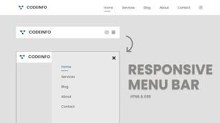 How to create Responsive Menu Bar with HTML and CSS | Make Responsive Navigation Bar using HTML CSS