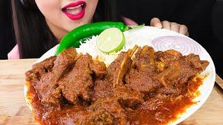 Eating SPICY MUTTON CURRY with RICE|Eating Indian Food (Real Sounds Eating Show)