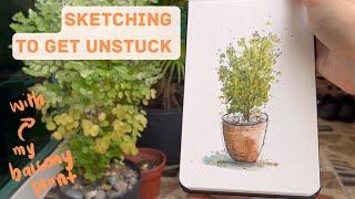 Sketching on my balcony | Easy Pen and Watercolor sketching step by step