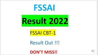 FSSAI Result 2022 | FSSAI Assistant Result 2022 | FSSAI CFSO TO Result 2022 | FSSAI Cut off 2022