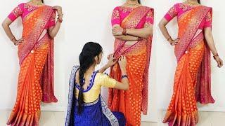 Perfect pleats making tricks guide for beginners | silk saree draping step by step