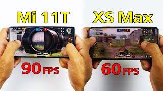 Xiaomi Mi 11T vs iPhone XS Max PUBG MOBILE TEST - 90 Fps vs 60 Fps PUBG Test