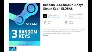 Opening 3 Random LEGENDARY Steam game keys!!!