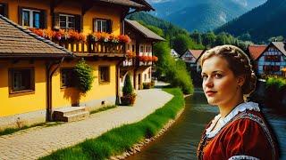 GERMANY ! AUTUMN IN THE TRADITIONAL GERMAN VILLAGE. GERMAN LIFE IN THE MOUNTAINS