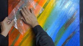 Simple and Easy Abstract Painting Demonstration on Acrylics Using Masking Tape | Beginners Tutorial