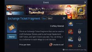 Resourceful Way to get Exchange Ticket Fragment in Piggio's Happy Spending Event