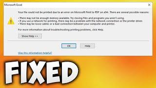 Fix Your File Could Not Be Printed Due to an Error on There Are Several Possible Reasons Excel