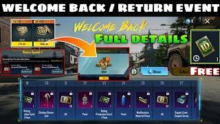 Return / Welcome Back Event | Free Extra Uc Event   How To Get Return Event | Free Rename Card Bgmi