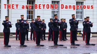 THEIR DEADLY BLADES COME OUT DURING CHANGING OF THE GUARD PREPARATION 