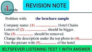 Ielts fever listening test 1 | Revision note | the brochure sample