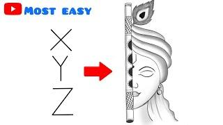 How to draw Lord Krishna half face | Easy drawing for beginners | Lord shree Krishna drawing Easy