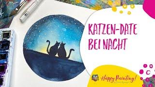 Katzen-Date - Katzen bei Nacht malen