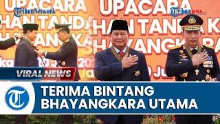 Momen Prabowo Subianto Terima Tanda Kehormatan Bintang Bhayangkara Utama dari Kapolri