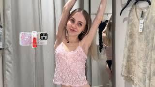 [4K] Transparent Try on Haul | No Bra Cute Top