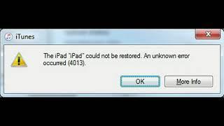 iPad Error 4013 iPad could not be restored. An unknown error occurred (4013)