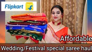Flipkart affordable wedding/Festival special saree haul || latest design Saree haul || Pooja choyal
