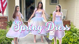 Making a RAINBOW SPRING DRESS! || DIY Bustier Cupped Dress