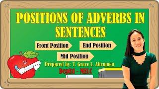 POSITIONS OF ADVERBS IN SENTENCES | PARTS OF SPEECH | LESSON PRESENTATION