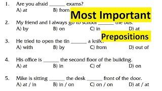 Preposition Exercise | Most Important Prepositions in English Grammar | English Point
