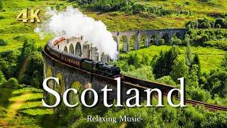 【４K】スコットランドの絶景｜ピアノのリラックス音楽と美しい景色｜イギリス北部の風景