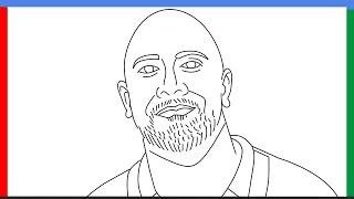 How to draw Dwayne Johnson (The rock) step by step for beginners