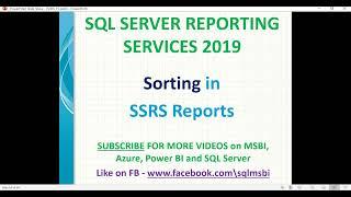 SSRS Tutorials | Sorting in SSRS Reports | Interactive Sorting in SSRS