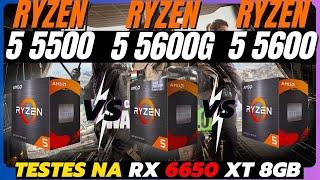 Ryzen 5 5500 vs Ryzen 5 5600G vs Ryzen 5 5600 - Testes na RX 6650 XT - 10 GAMES