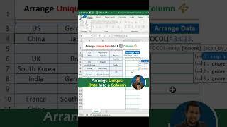 Arrange Unique Data Into a Column  Remove DUPLICATES & Blanks #shorts