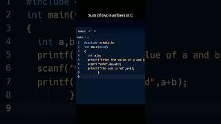 Sum of two numbers in C programming #coding