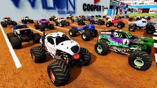 Arena Monster Jam Racing Grave Digger Monster Truck Mud Battle Jumps and Crashes BeamNG