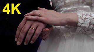 4K Free Stock Footage: Groom and Bride Hold Hands with Wedding Rings (Slow Motion)